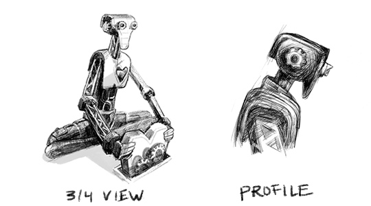 Robot snow sculpture front and back