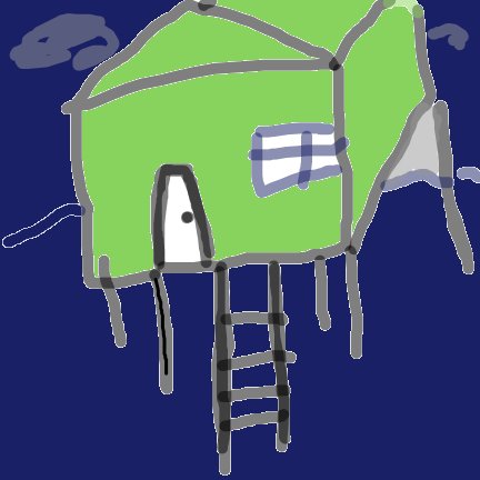 the iron stilt house has a green roof to soak the water but the stilts are iron so they are strong.
