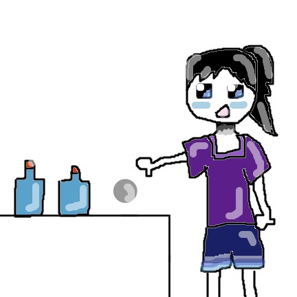 you have to try and knock the bottles down with a paper ball.
