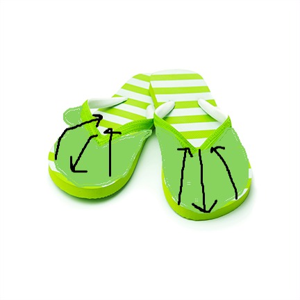 flip flops that have fabrec that you can put on your feet or not.