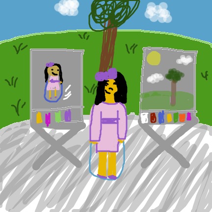 They are cement canvas and easels that kids can draw on with chalk.